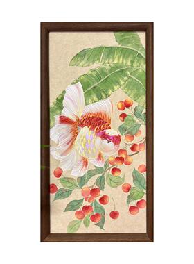 《招财锦鲤》新中式入户玄关挂画小众艺术客厅装饰画禅意书房壁画