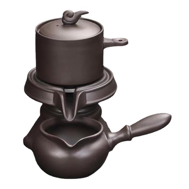 石磨茶具套装家用懒人泡茶紫砂功夫自动陶瓷泡茶器泡茶壶旋转磨盘