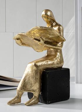 读书者摆件阅读者雕像创意玄关书房客厅办公桌树脂摆件欧式风格