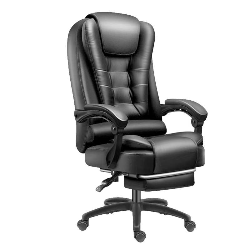 电脑椅家用办公椅老板椅可躺升降按摩转椅搁脚牛皮艺会议大班椅子