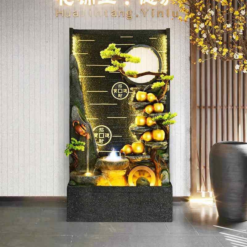 断大型幕墙流水屏风水背景墙KYJ新中式落摆地件会所装饰隔水景装