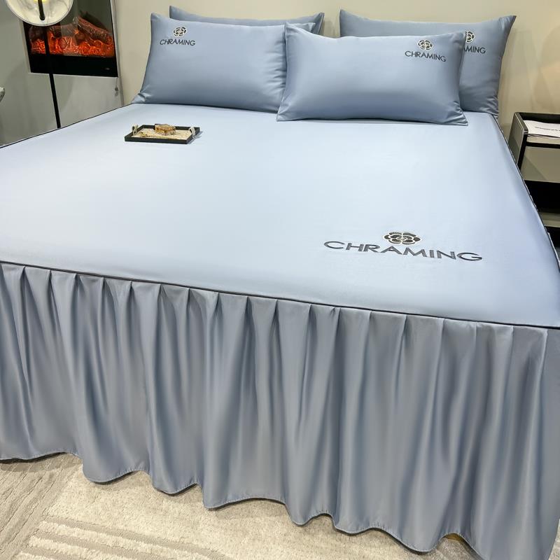 夏季真床罩2025新F77ST76T款床单裙件床笠带裙边洗丝床围水裙罩床
