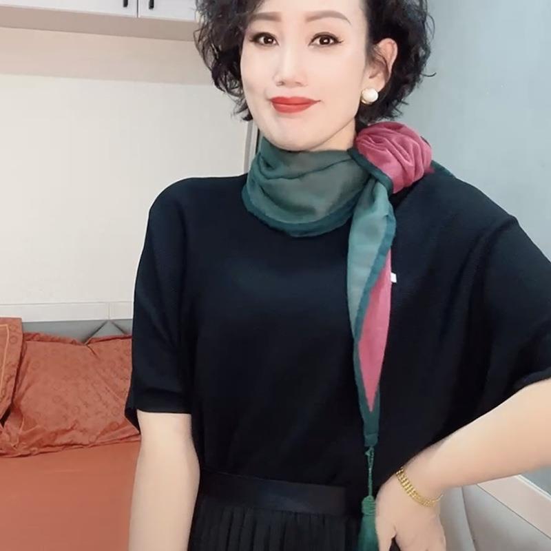 双层双面双色棉麻包边新款吊坠百搭时尚多功能护颈围巾慵懒风丝巾