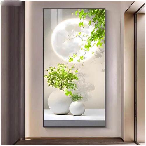 入户玄关装饰画现代简约绿植走廊过道壁画竖版楼梯挂画北欧小清新