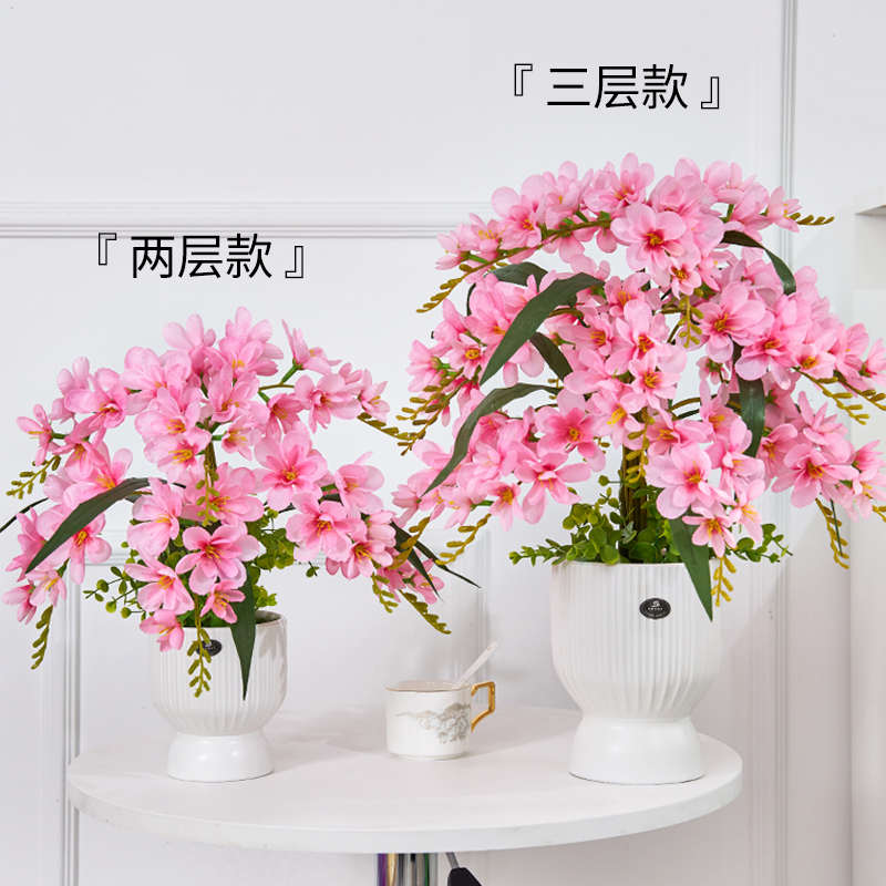 香雪兰假花仿真花摆设餐桌摆花装饰花艺摆件干花花束轻奢高档花卉