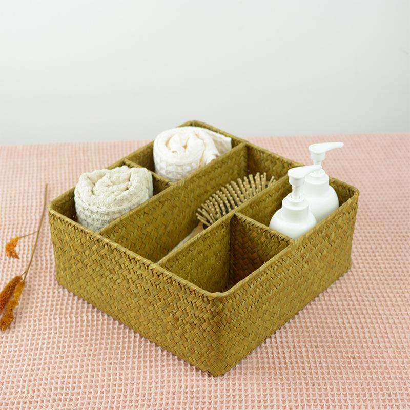 海草编制编收纳篮HWS茶几桌面竹收纳筐卧室妆化台理整筐