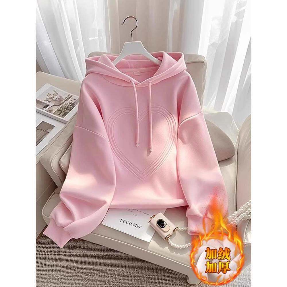 香港加绒加厚连帽卫衣秋冬女款2025新款爆款时尚洋气小个子女上衣