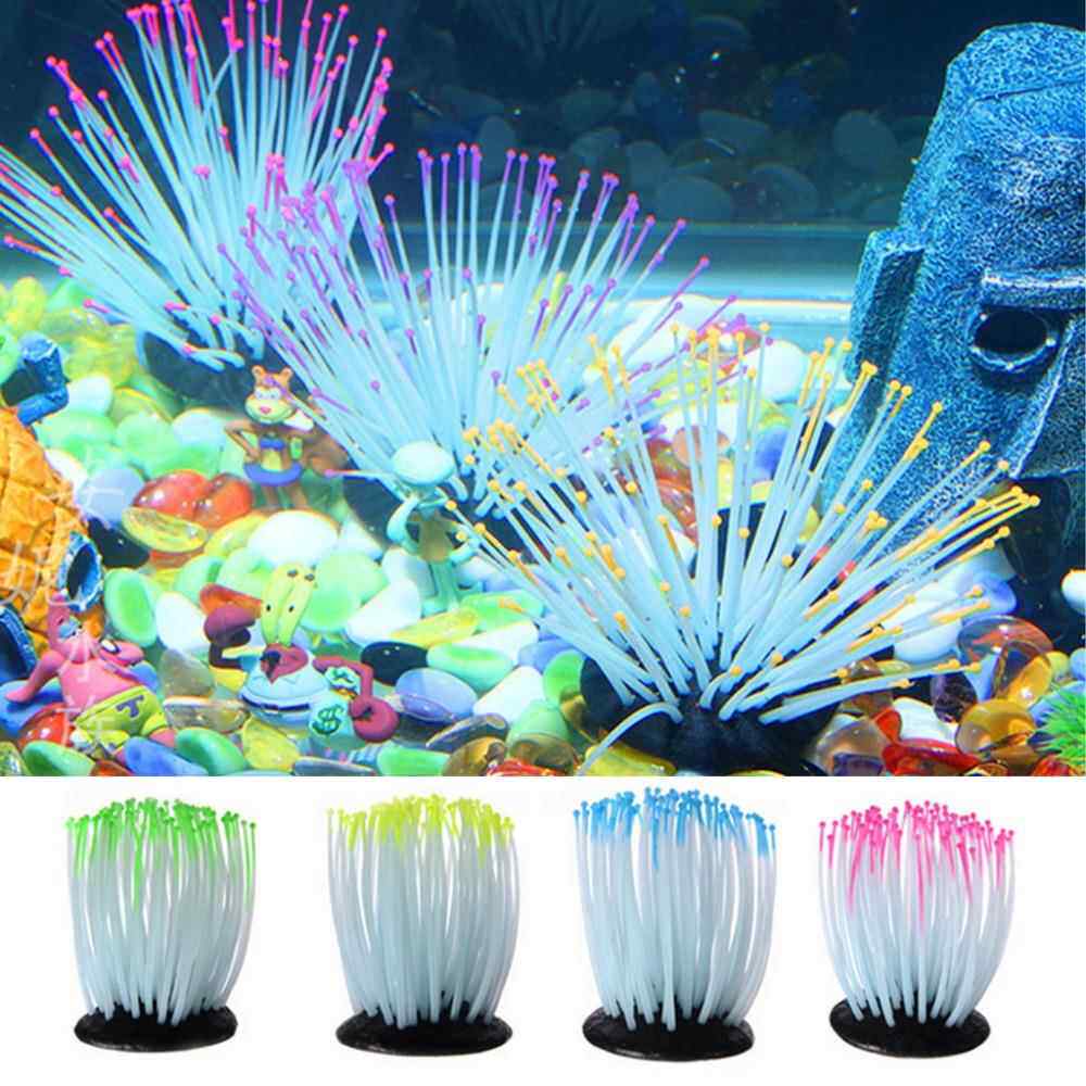 鱼缸造景夜光假海葵人工海水植物水族箱仿真珊瑚海胆水母装饰品