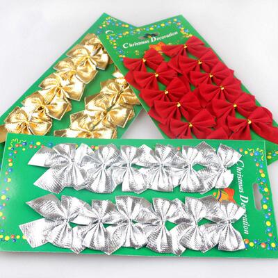 12 Christmas decorative bows per card