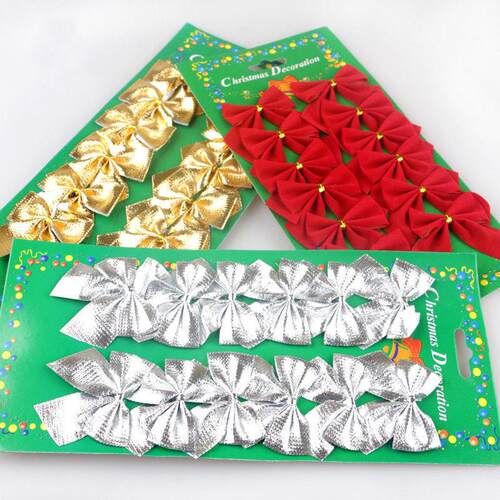 12 Christmas decorative bows per card