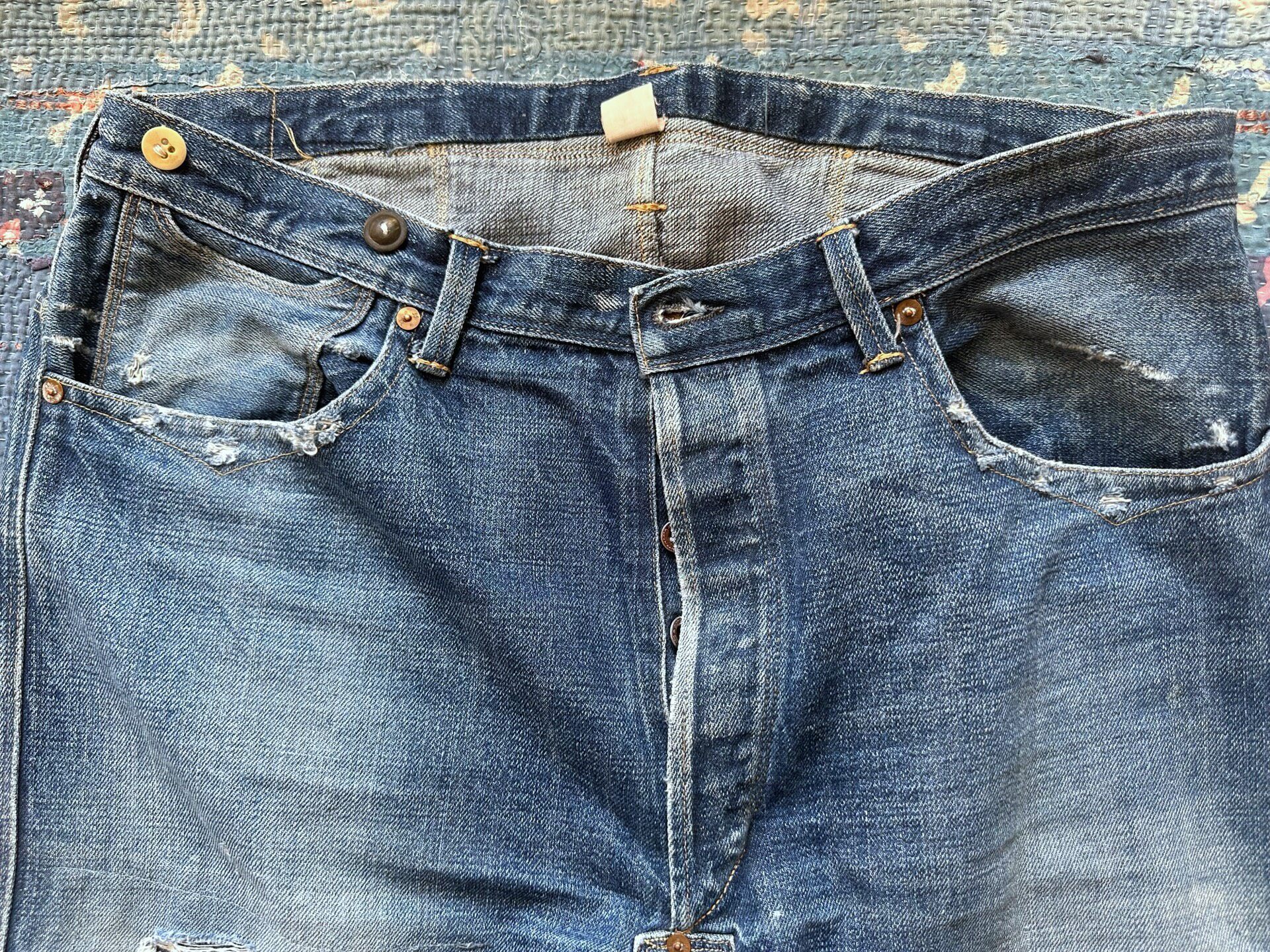 RRL Distressed Vintage Blue Jeans — back