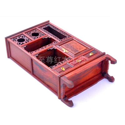 红木雕工艺品 明清微型缩中式小家具模型 红酸枝多宝阁底座摆件