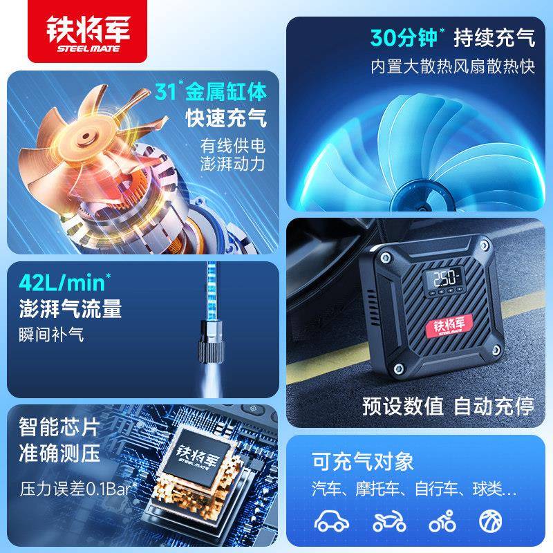 20220523铁军车载充气泵胎汽车轮打气泵可气携式电动将打气机车用