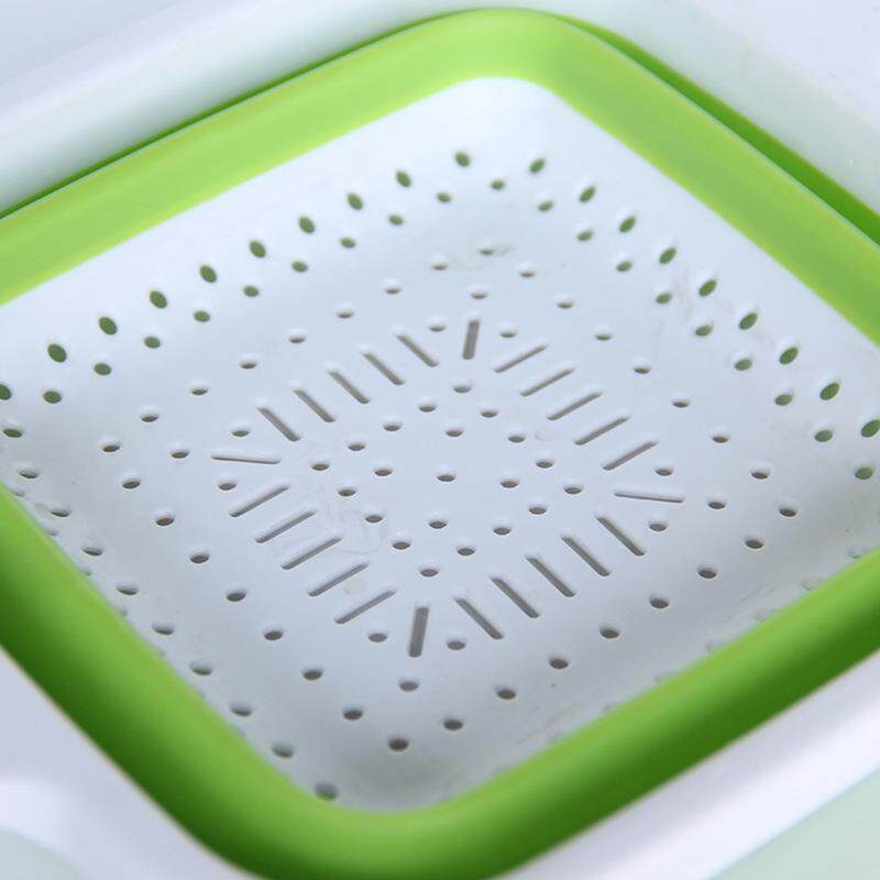 厂家供应 方形塑料多功能漏篮 折叠沥水篮 沥水水果盆