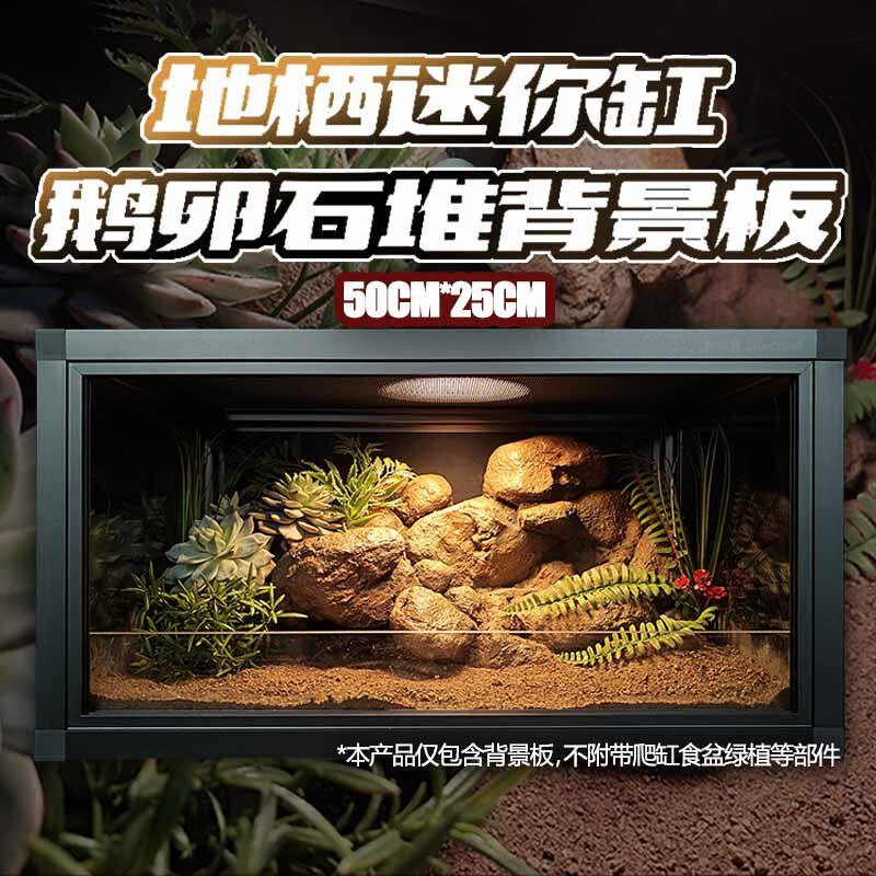 蜥蜴守宫爬宠饲养缸溪流石造景背景板爬虫用躲避洞设计适用50*25
