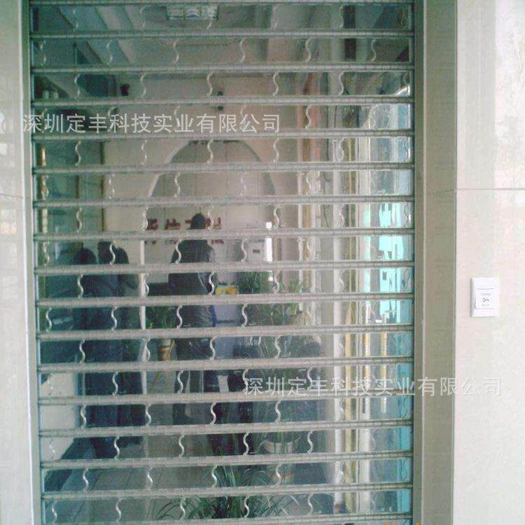 深圳商城超市工厂水晶亚克力透明白PVC塑料电手自动遥控侧卷帘门