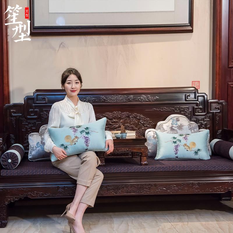 中式红古木沙发坐垫中国风床刺绣腰枕云宝枕典罗汉24SF007座垫件