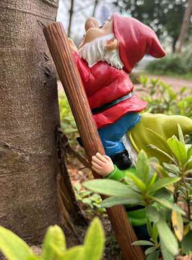 跨境树脂公仔户外庭院摆件草坪花园爬梯子精灵雕像微景观雕塑