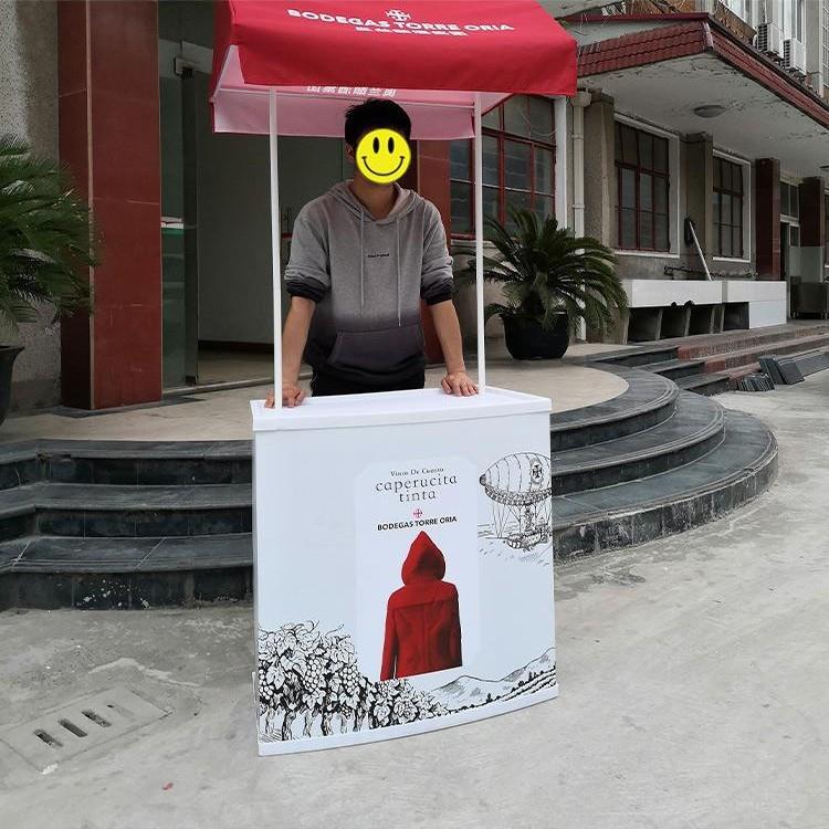 PP促销台展架折叠n塑料货架超市试吃台宣传广告桌促销带棚展台订
