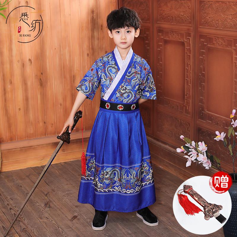 夏季薄款男童汉服古装飞鱼服锦衣卫四大名捕明制中国风超帅气短袖图片