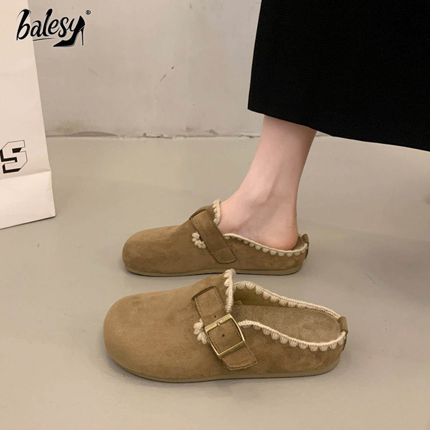 英国真皮内增高勃肯包头半拖女外穿2026夏新款搭扣厚底博肯凉拖鞋