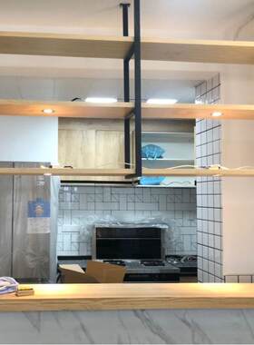 酒架吊柜吊顶悬挂置物架多层酒架工业风餐吧前台装饰悬挂实木酒架