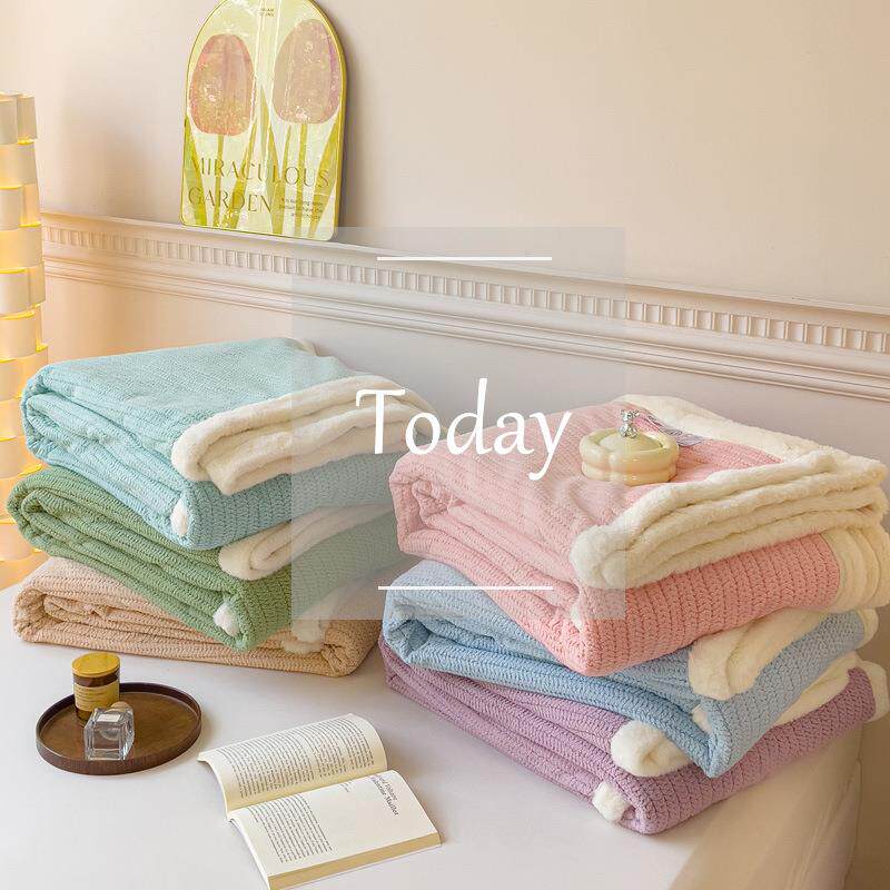 加厚兔绒毛毯冬季午睡办公室沙发盖毯珊瑚绒毯子床上用单人小被子