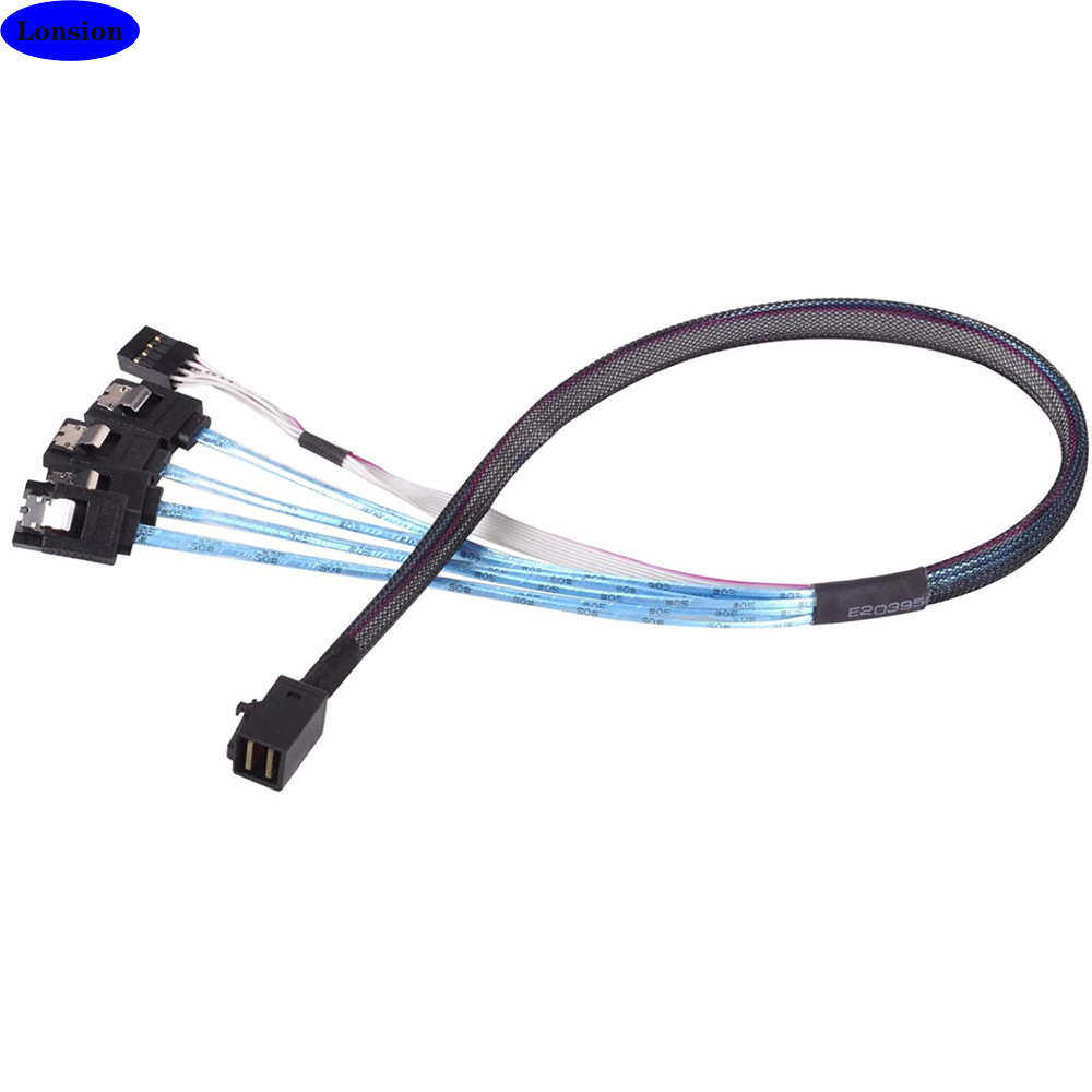 MINI SAS HD 8643转4X SATA 7P带侧载Sindband母服务器机内高速连