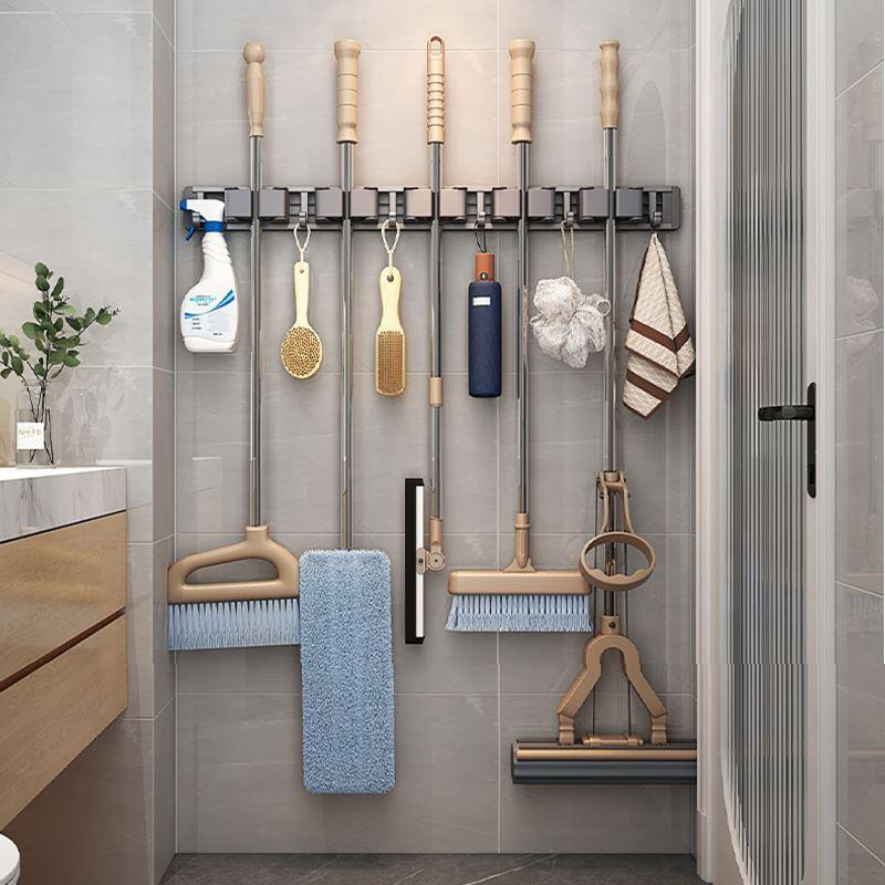 拖把壁挂夹免打孔拖把挂钩卫生间夹收纳卡扣挂拖把扫把固定架