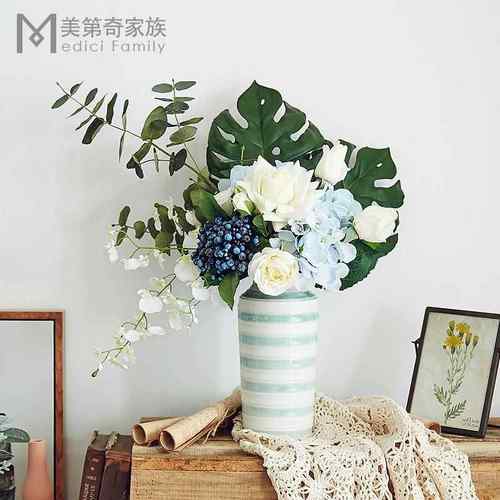 高档婚礼手花束花瓶小新摆设插花客摆捧件假花仿真清花套装保湿北