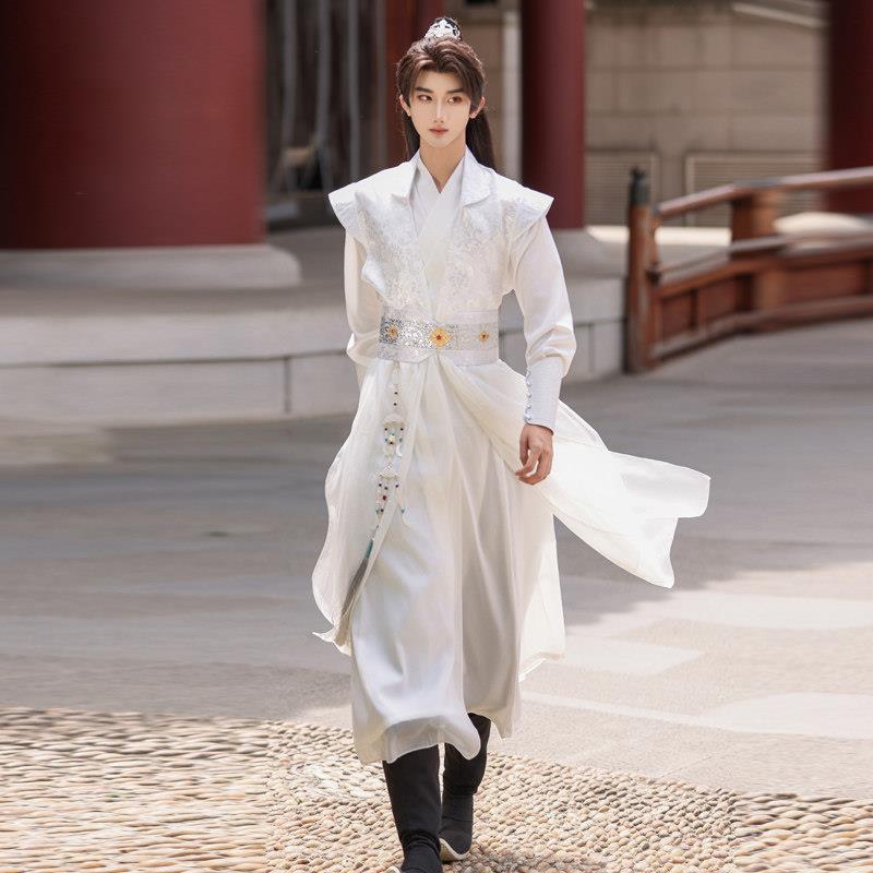侠骨伞影剧目服【小爱】古装白色古风COS武侠剑客汉服男装全套图片