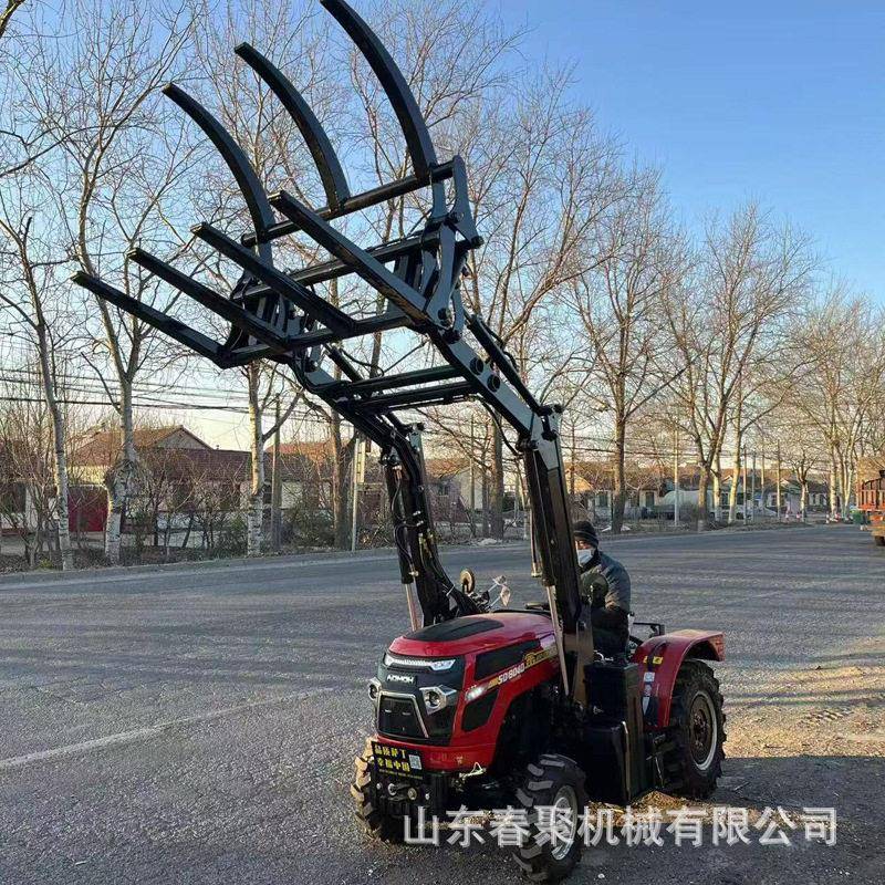 30马力拖拉机带前装载机铲液压斗臂抱草夹装置托叉设备小型装