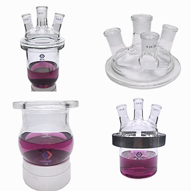 玻璃开口反应釜1000ml球形三四口烧瓶2L5L开口反应器实验室分体