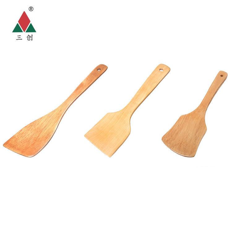 三创 厨房用具铲子 不粘锅专用木铲 木制厨具长柄木铲子