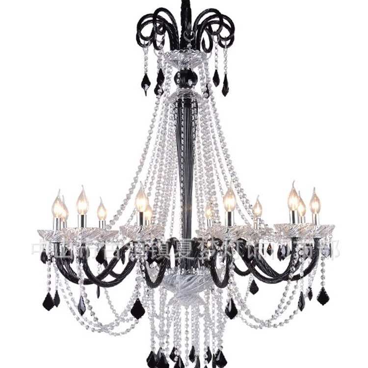 楼梯间服装店奶咖啡吊灯装饰欧式漫黑色灯水晶灯茶店灯具餐厅ktv