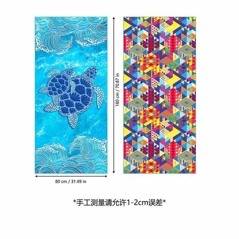 新款直销跨境超细纤维沙滩巾加大游泳吸水不沾沙浴巾双面绒速干沙