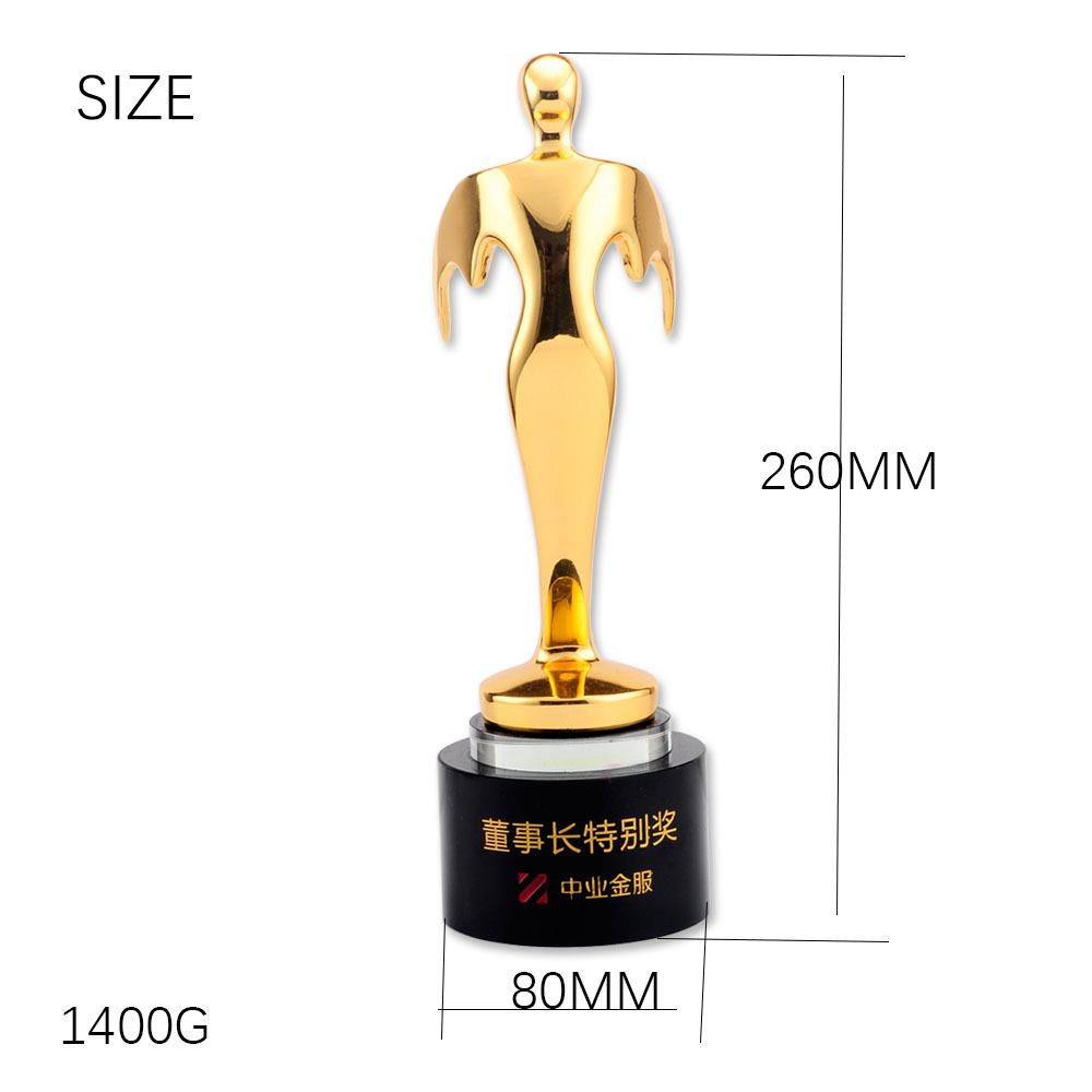 天使小金人奖杯金属地音乐会锌合金摆件创意水晶工艺品镀金