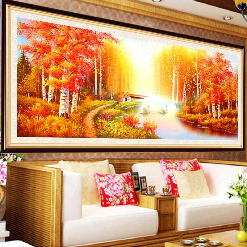 2025钻石画 画满钻客厅大幅风景八方来财5d点贴砖石十字绣2024年