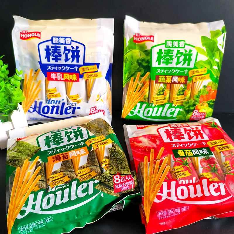 红了脆美香118g棒棒饼干磨牙棒香蕉牛奶蔬味儿童香脆休闲零食袋装