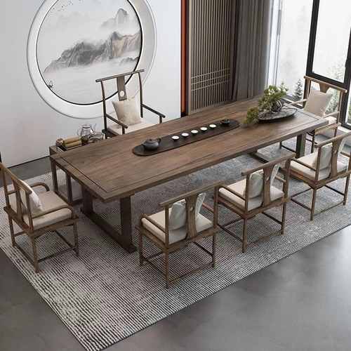 新中式茶桌椅组合实木简约茶台功夫茶几办公室家用阳台禅意泡茶桌