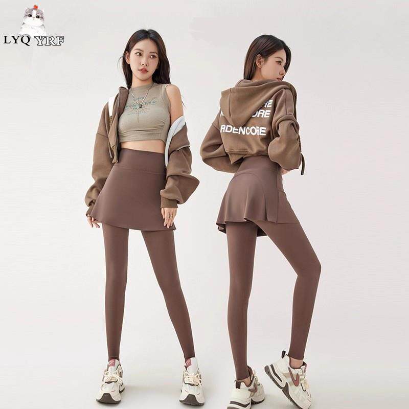 LYQ YRF早秋运动外穿网球裙裤女收腹假两件打底高腰紧身鲨鱼裤裙