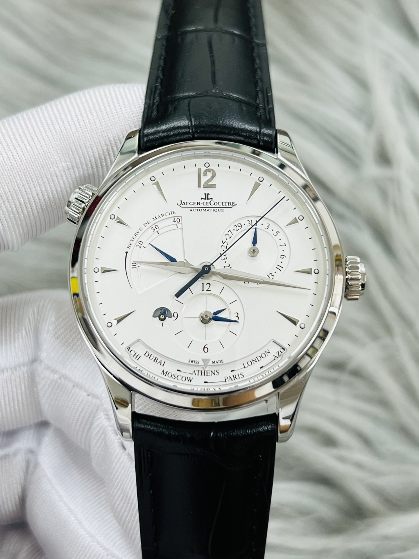 新款金陀[9.8新]积家大师系列手表精钢自动机械男士腕表Q1428421