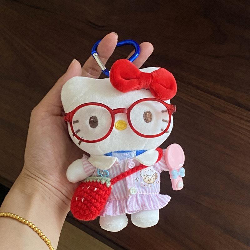 日式蝴蝶结KT猫咪包挂件可爱创意出游眼镜Hello公仔钥匙扣挂饰