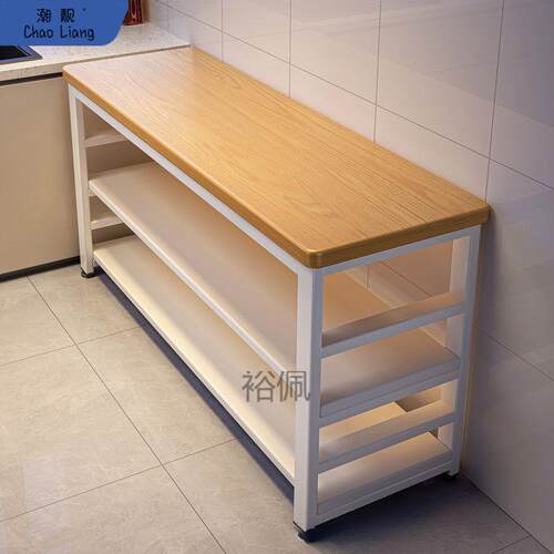 厨房多功能置物架落地切菜桌子工作台多层微波炉锅具收纳架窄边柜