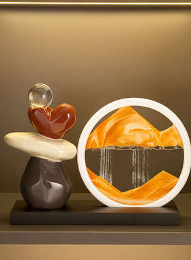 时来运转流沙画摆件客厅电视柜酒柜书房轻奢高级感小众装饰品