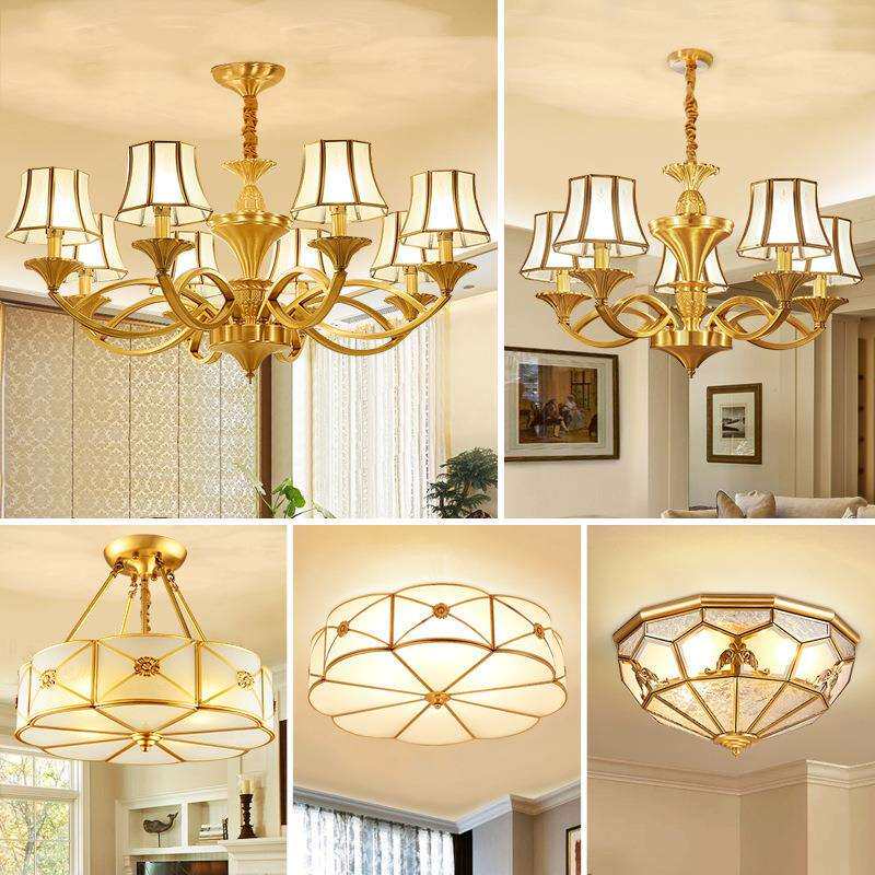 全铜欧式吊灯美式奢华餐厅灯客厅卧室灯温馨大气饭厅别墅套餐灯具