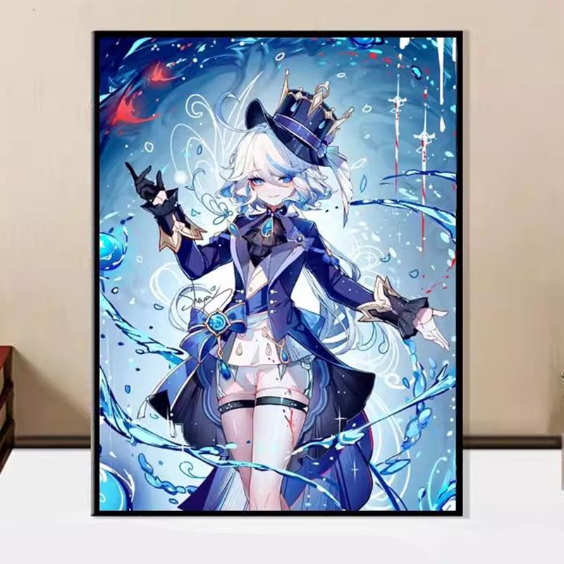 芙宁娜钻石画芙卡洛斯水神DIY钻石贴画元神游戏学生手工装饰画