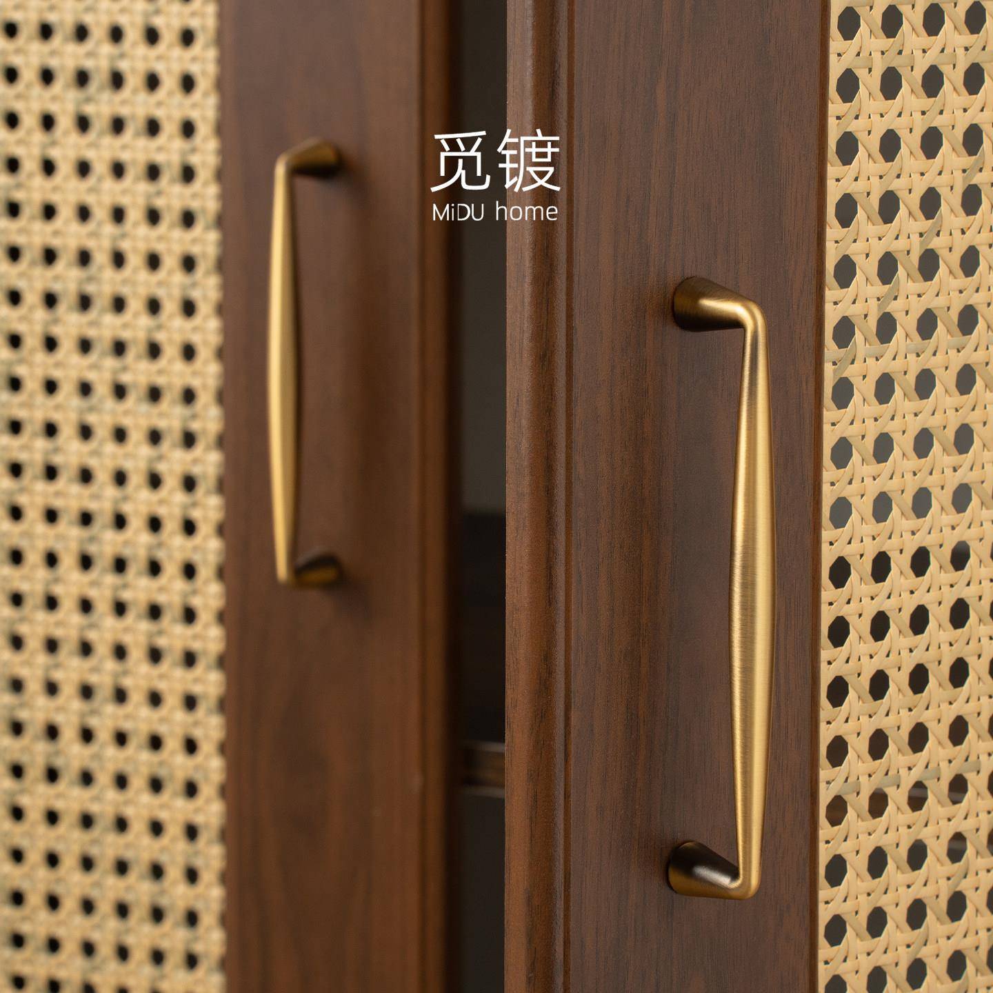 法式中古风复古黄铜拉手简约衣柜橱柜抽屉美式极简古铜色柜门把手