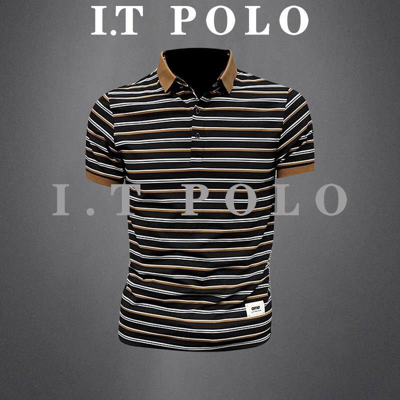 I.T POLO 专柜~条纹POLO衫男短袖t恤夏季新款半袖高端潮修身体恤