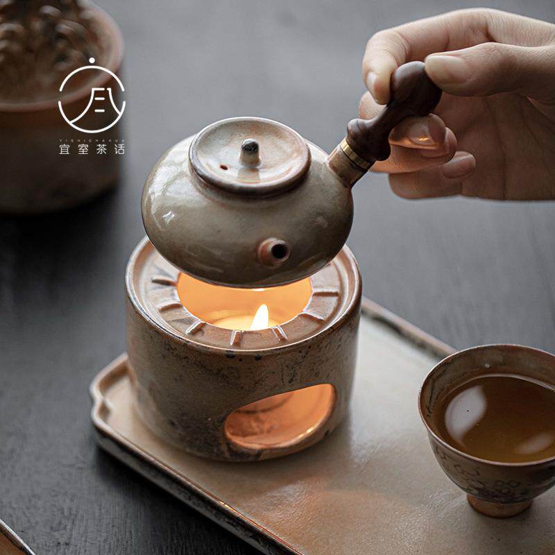 宜室茶话墨彩柴烧温茶炉陶瓷底座日式蜡烛保温暖茶煮茶器茶道配件